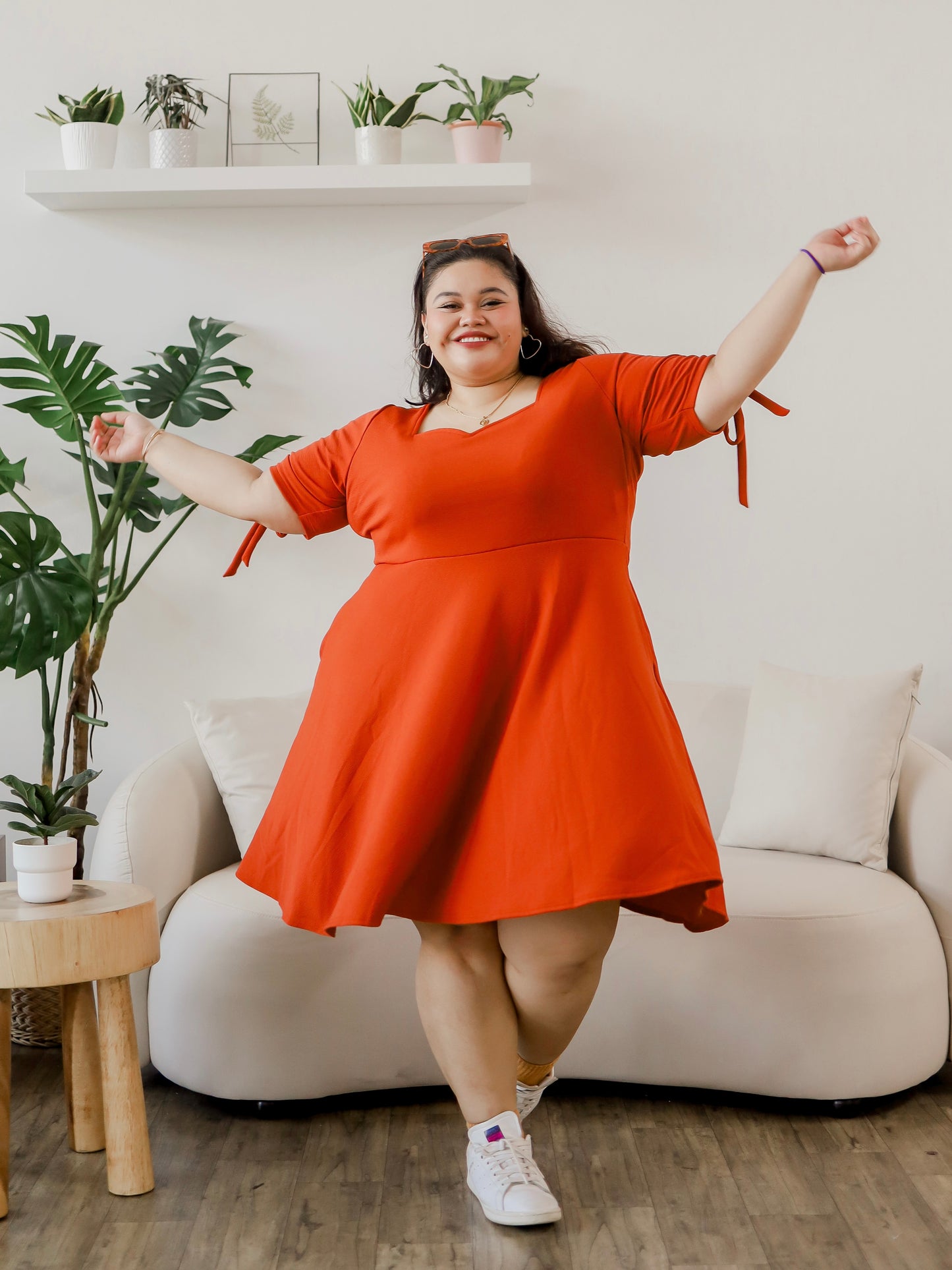 Tie Sleeve Skater Dress - THE CURVE CULT