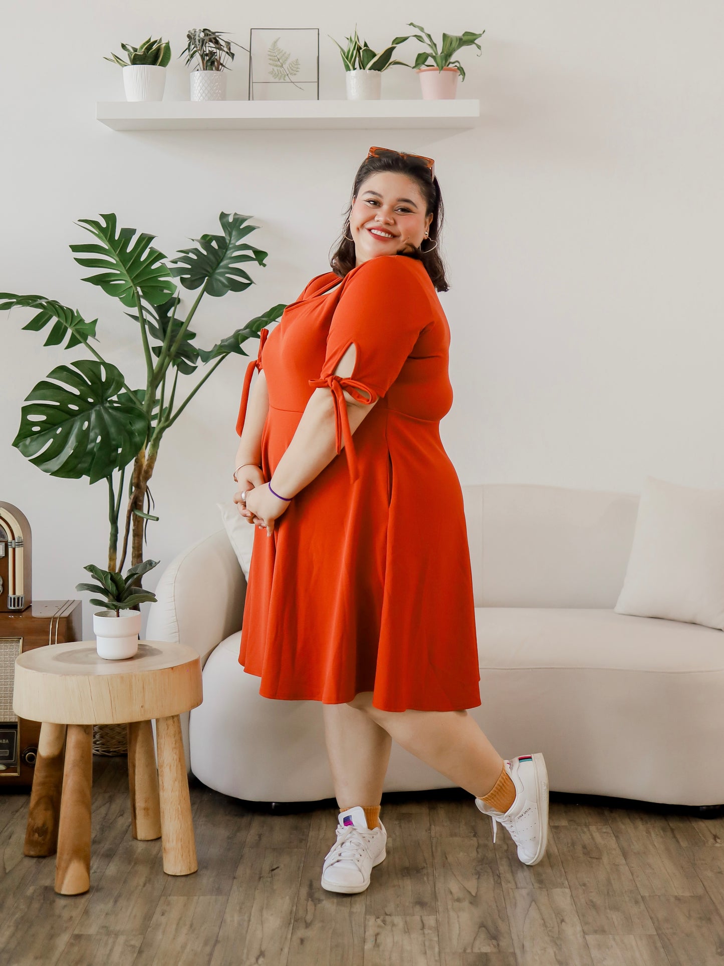 Tie Sleeve Skater Dress - THE CURVE CULT