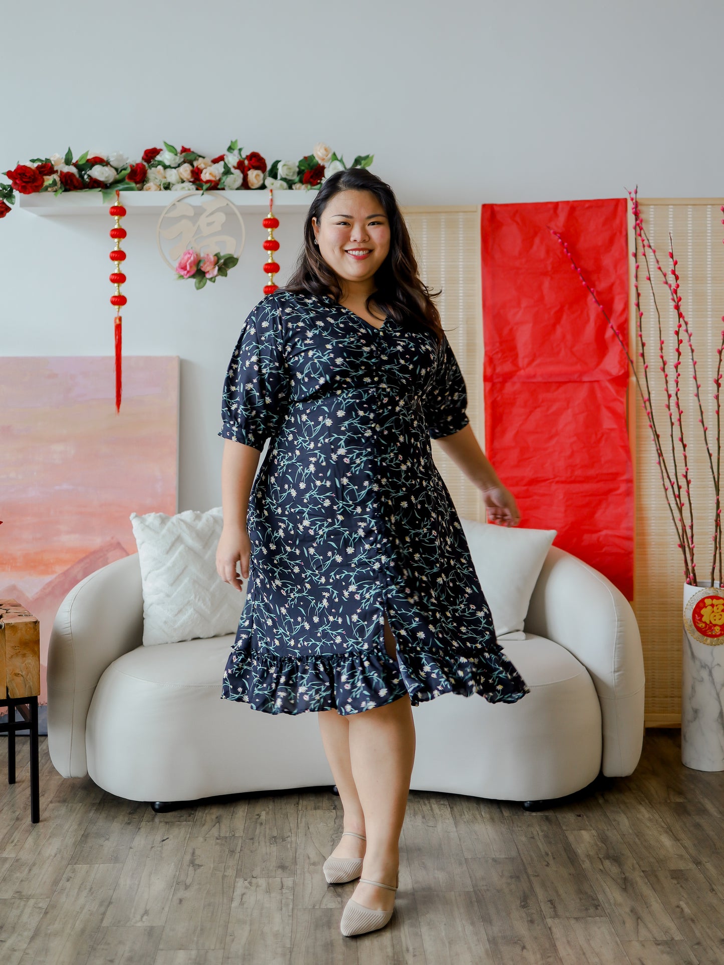 Vintage Floral Buttoned Dress - THE CURVE CULT