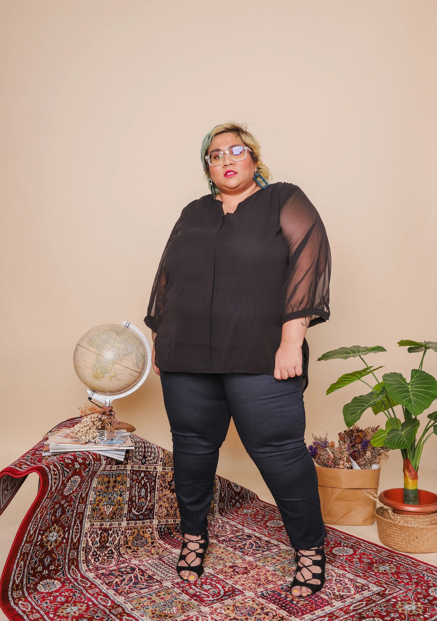 Chiffon work blouse - THE CURVE CULT