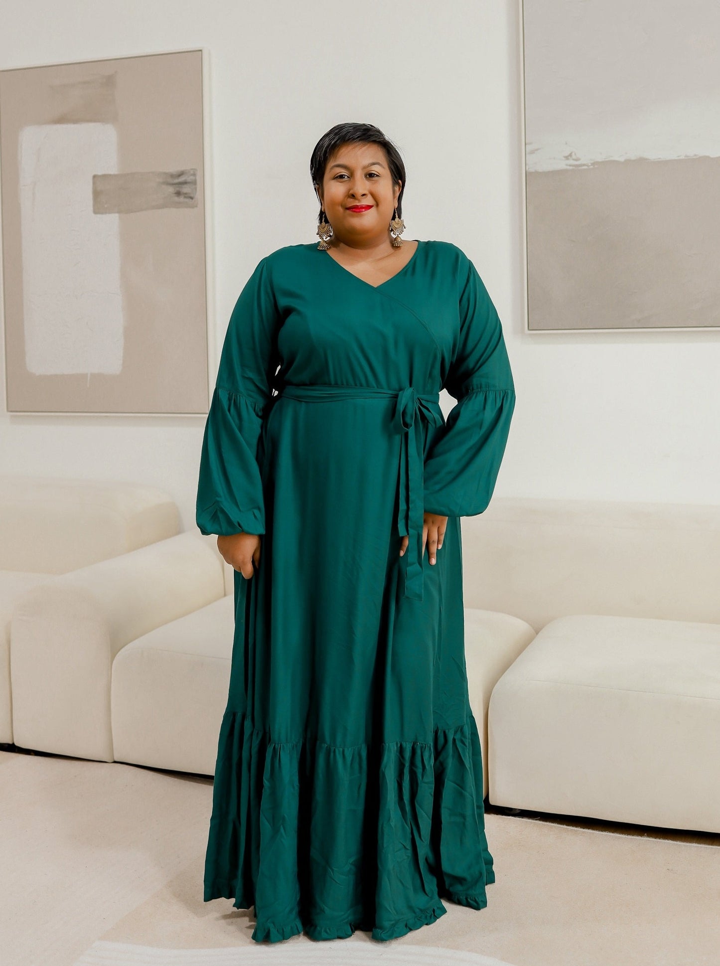 Puff Sleeve Maxi Dress - THE CURVE CULT