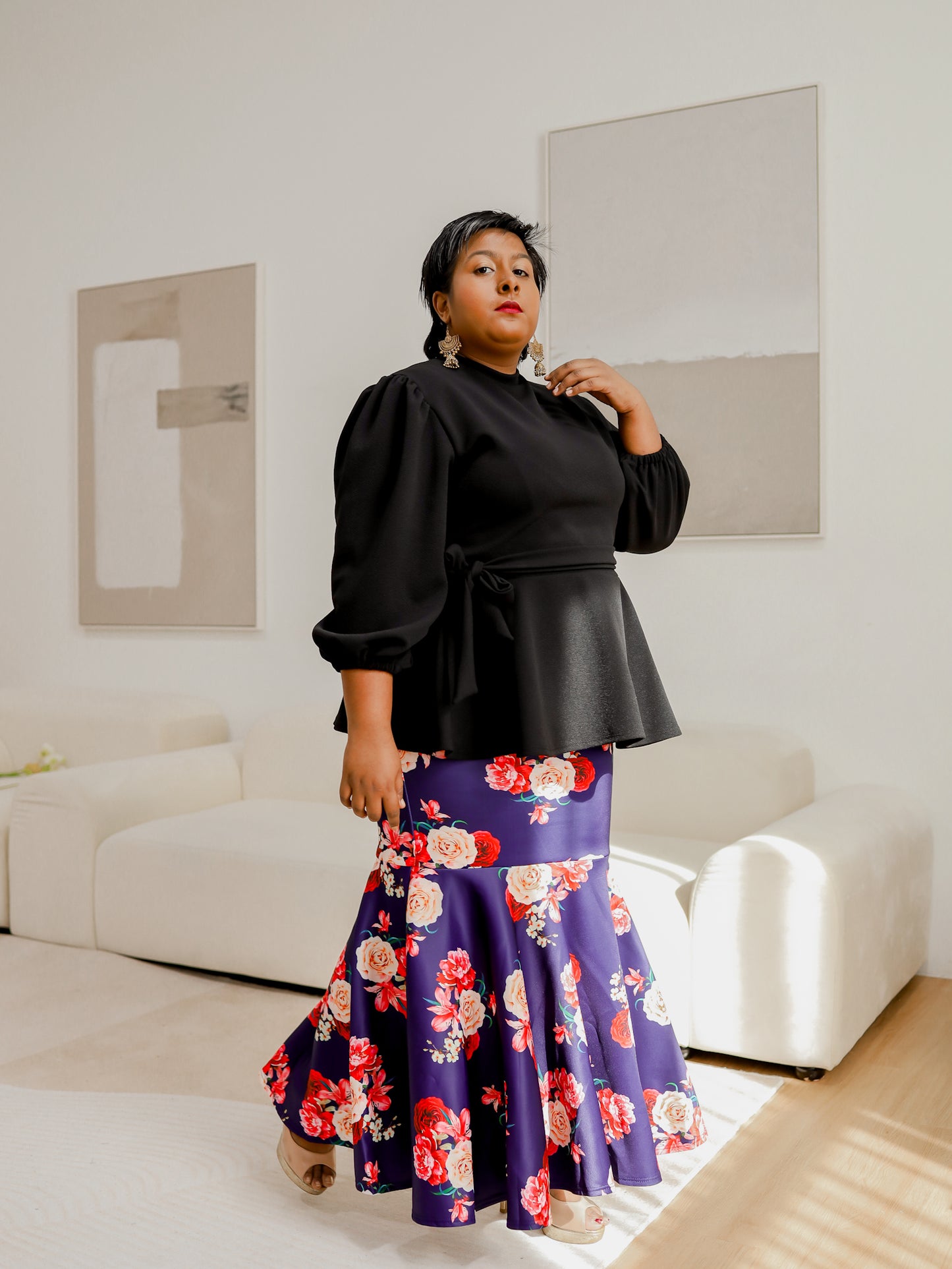 High Neck Peplum Top - THE CURVE CULT