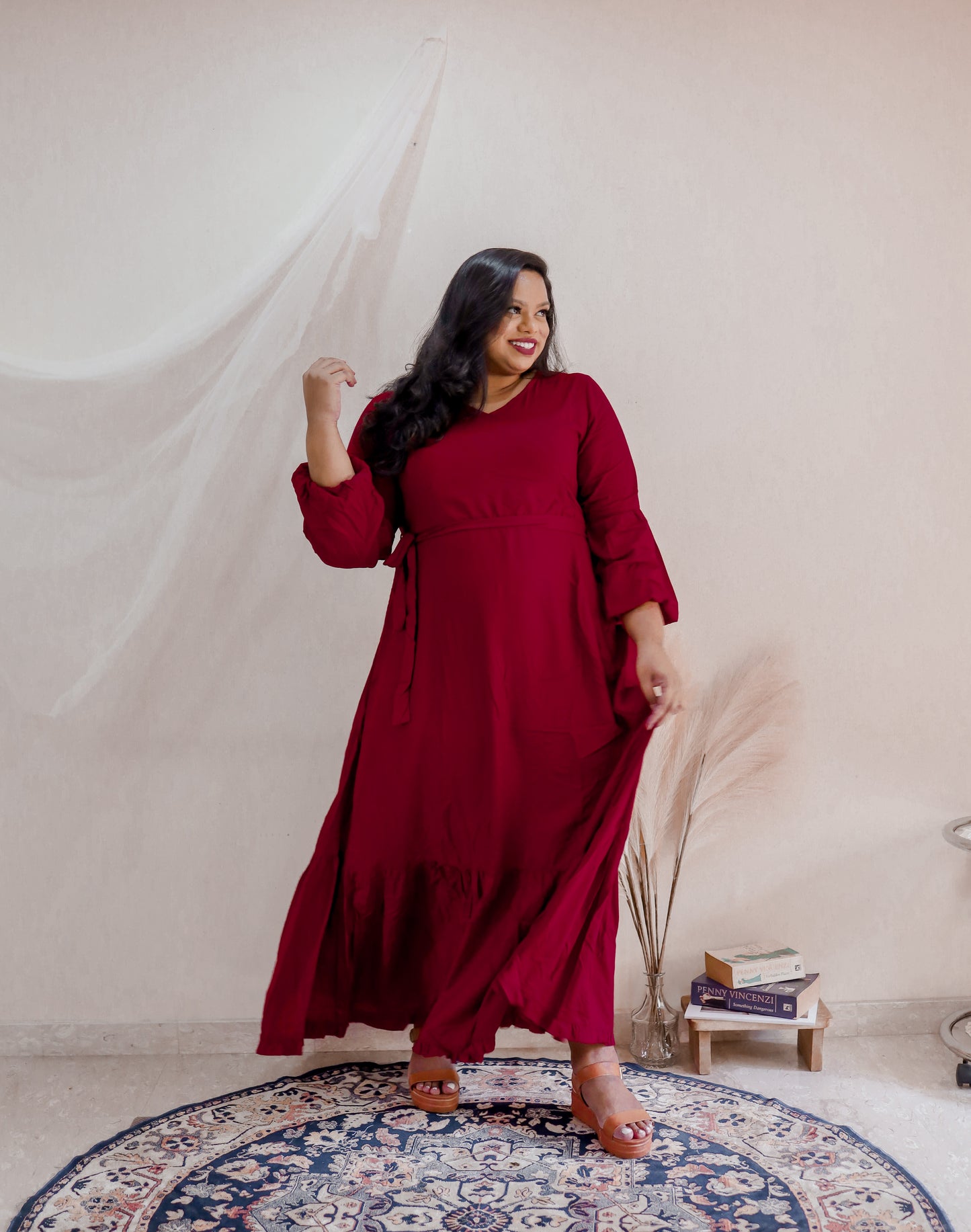 Puff Sleeve Maxi Dress - THE CURVE CULT