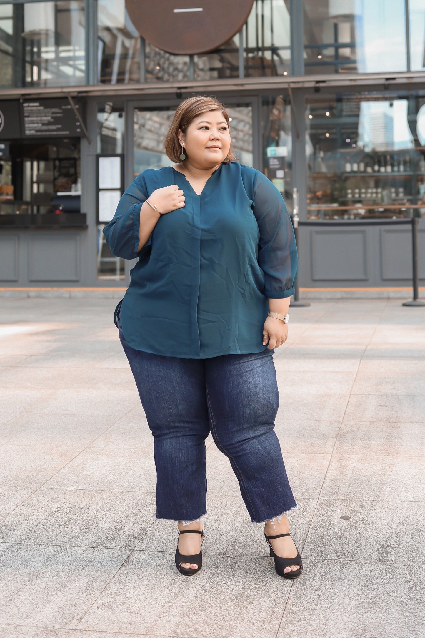 Chiffon work blouse - THE CURVE CULT