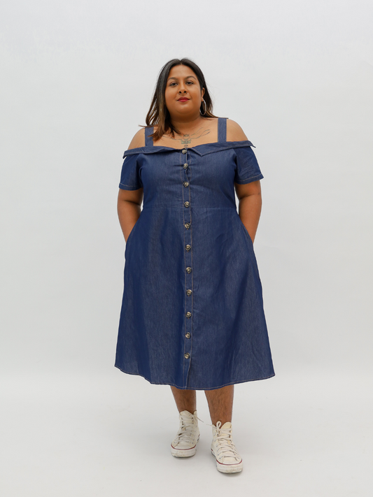 Off Shoulder Denim Dress