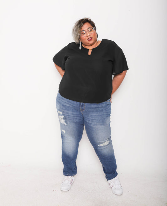Chiffon Keyhole Top