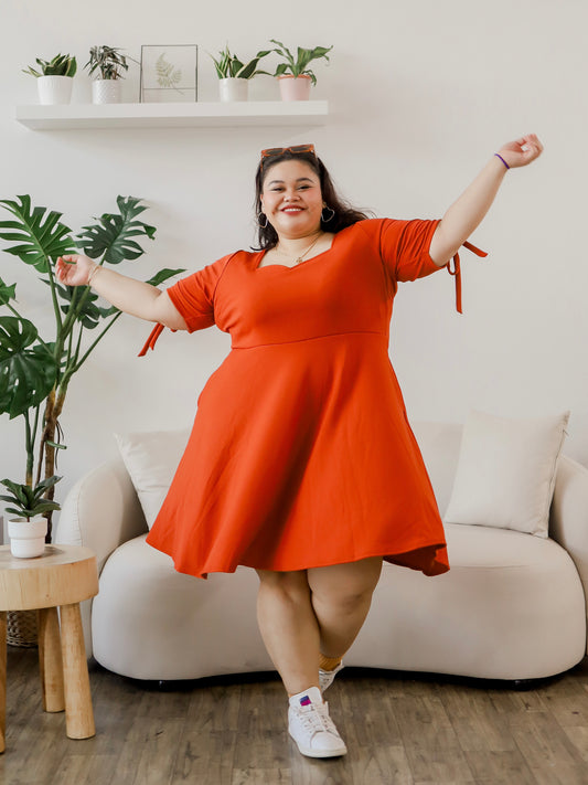 Tie Sleeve Skater Dress - THE CURVE CULT