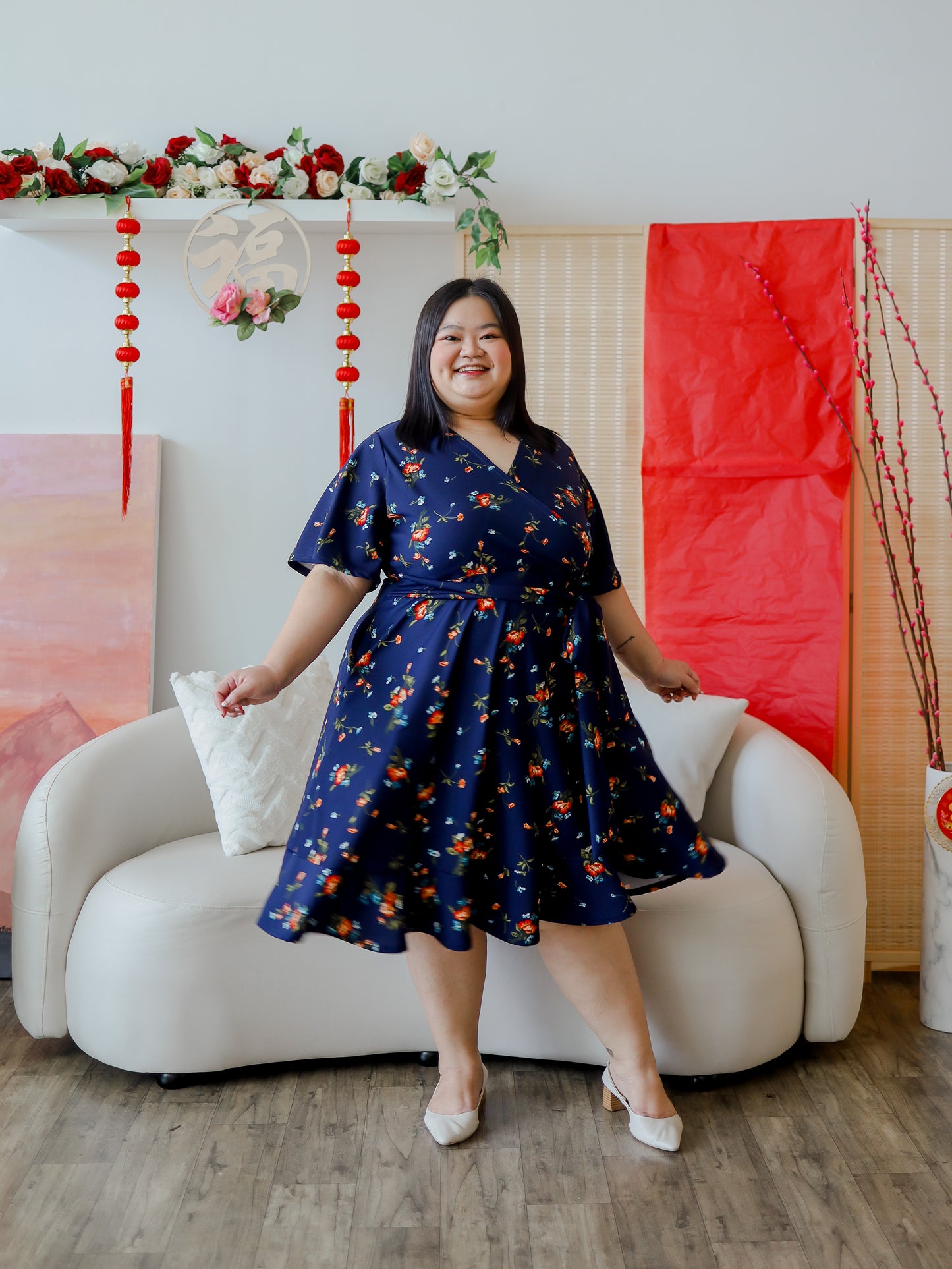 Long Wrap Floral Dress - THE CURVE CULT