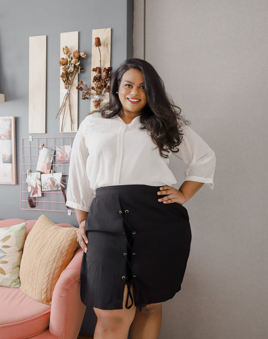 High Waisted Eyelet Skort - THE CURVE CULT
